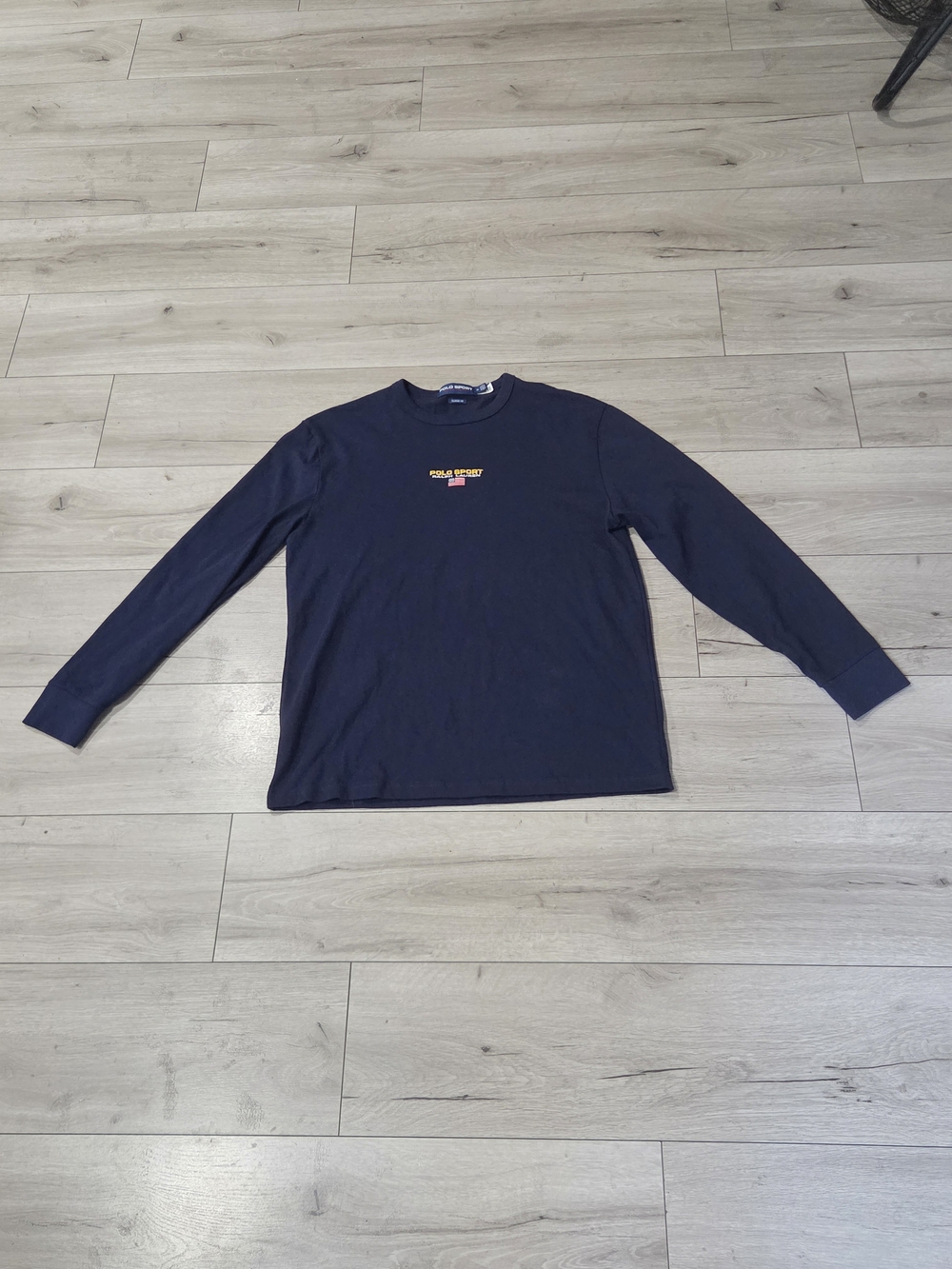 Polo Sport Ralph Lauren Navy Blue Long Sleeve T-Shirt USA Flag Size M